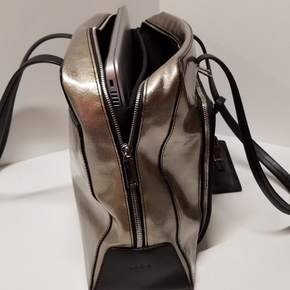 LODIS Gold Metallic Patent Leather Laptop Tote - Picture 4 of 16